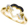 Image 1 : 925 Sterling Silver Yellow 0.13CTW DIAMOND HEART RING