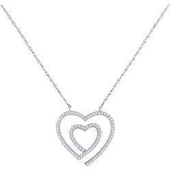 10KT White Gold 0.20CTW DIAMOND HEART NECKLACE