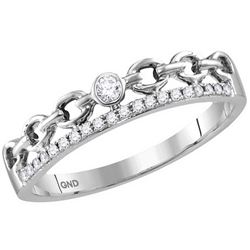 10kt White Gold Womens Round Diamond Rolo Link Stackabl