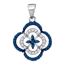14K White-gold 0.25CTW BLUE DIAMOND MICRO-PAVE PENDANT