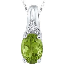 Sterling Silver Womens Oval Lab-Created Green Peridot S
