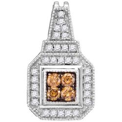 10KT White Gold 0.35CTW COGNAC DIAMOND FASHION PENDANT