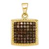 Image 1 : 10K Yellow-gold 0.50CTW COGNAC DIAMOND MICRO-PAVE PENDA