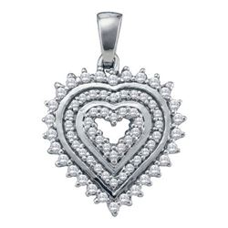 10KT White Gold 0.33CTW DIAMOND HEART PENDANT