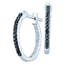 14KT White Gold 0.25CTW BLACK DIAMOND FASHION HOOPS
