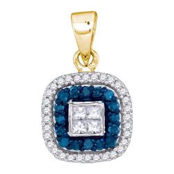 10K Yellow-gold 0.35CTW BLUE DIAMOND MICRO-PAVE PENDANT