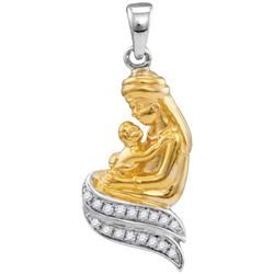 10kt Two-tone Gold Womens Round Diamond Mom Mother & Ch
