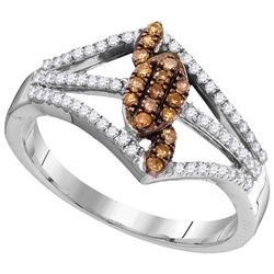 10KT White Gold 0.33CTW COGNAC DIAMOND FASHION RING