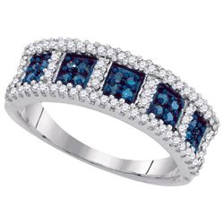 10KT White Gold 0.45CTW BLUE DIAMOND MICRO-PAVE RING