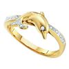 Image 1 : 10K Yellow-gold 0.05CTW  DIAMOND DOLPHIN RING