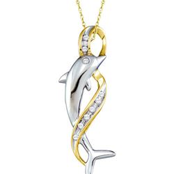 10KT White Gold 0.05CTW ROUND DIAMOND DOLPHIN LADIES FA