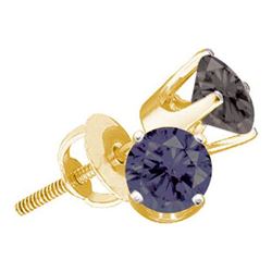 10KT Yellow Gold 1.50CTW BLACK DIAMOND LADIES ROUND STU