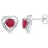 Image 1 : 10kt White Gold Womens Round Lab-Created Ruby Heart Lov