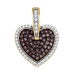 10KT Yellow Gold 0.54CTW COGNAC DIAMOND LADIES HEART PE