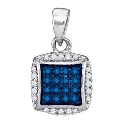 10K White-gold 0.25CTW BLUE DIAMOND MICRO-PAVE PENDANT