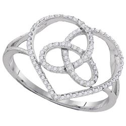 10KT White Gold 0.17CTW DIAMOND HEART RING