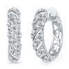 Image 1 : 10KT White Gold 0.16CTW DIAMOND HOOPS EARRING