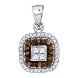 10KT White Gold 0.35CTW COGNAC DIAMOND MICRO-PAVE PENDA