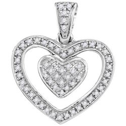 925 Sterling Silver White 0.11CTW DIAMOND HEART PENDANT