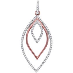 10kt Rose Gold Womens Round Diamond Triple Nested Oval