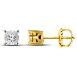 10kt Yellow Gold Womens Round Diamond Solitaire Stud Ea