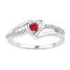 Image 1 : Sterling Silver Womens Round Lab-Created Ruby Solitaire