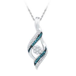 10KT White Gold 0.25CTW BLUE DIAMOND FASHION PENDANT