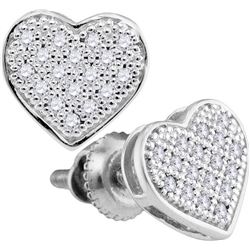 10kt White Gold Womens Round Diamond Heart Cluster Scre