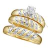 Image 1 : 10KT Yellow Gold 0.07CTW DIAMOND ROUND CENTER TRIO SET