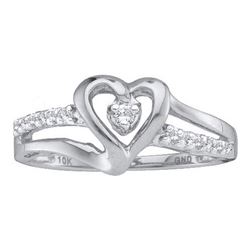 14K White-gold 0.12CTW ROUND DIAMOND HEART LADIES CLUST