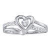Image 1 : 14K White-gold 0.12CTW ROUND DIAMOND HEART LADIES CLUST