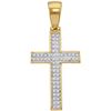 Image 1 : 10kt Yellow Gold Mens Round Diamond Small Cross Religio