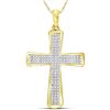 Image 1 : 10kt Yellow Gold Mens Round Diamond Roman Cross Charm P