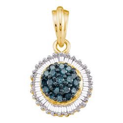 10KT Yellow Gold 0.50CTW BLUE DIAMOND FASHION PENDANT
