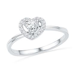 10KT White Gold 0.25CTW DIAMOND HEART RING