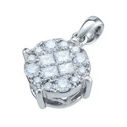 14KT White Gold 0.25CT DIAMOND SOLIEL PENDANT