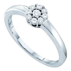 14KT White Gold 0.20CTW DIAMOND FLOWER RING