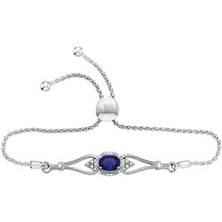Sterling Silver Womens Oval Lab-Created Blue Sapphire D