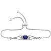 Image 1 : Sterling Silver Womens Oval Lab-Created Blue Sapphire D