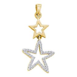 10KT Yellow Gold 0.11CTW-DIAMOND STAR PENDANT