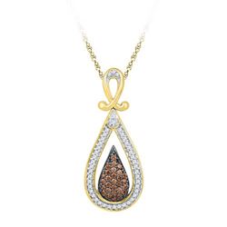 10K Yellow-gold 0.25CTW COGNAC DIAMOND FASHION PENDANT