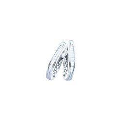 Sterling Silver Womens Baguette Natural Diamond Hoop Fa