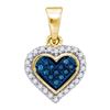 Image 1 : 10K Yellow-gold 0.13CTW BLUE DIAMOND MICRO-PAVE PENDANT