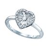 Image 1 : 925 Sterling Silver White 0.10CTW DIAMOND HEART RING