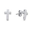Image 1 : 925 Sterling Silver White 0.10CTW DIAMOND CROSS EARRING
