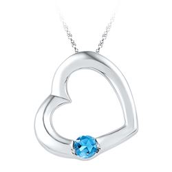 10kt White Gold Womens Round Lab-Created Blue Topaz Hea