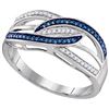 Image 1 : 925 Sterling Silver White 0.13CTW BLUE DIAMOND FASHION