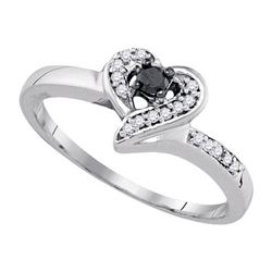 925 Sterling Silver White 0.13CTW DIAMOND HEART RING