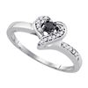 Image 1 : 925 Sterling Silver White 0.13CTW DIAMOND HEART RING