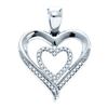 Image 1 : 925 Sterling Silver White 0.10CTW DIAMOND HEART PENDANT